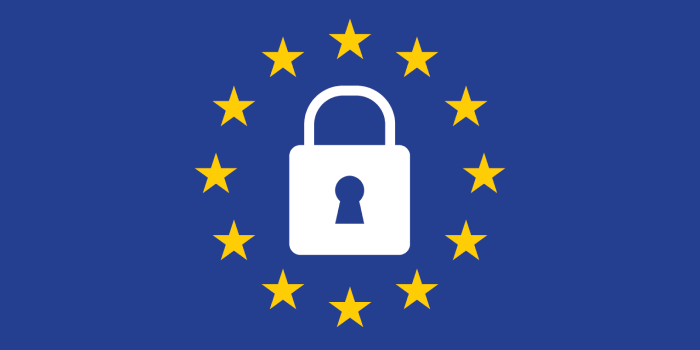 The EU flag with a lock icon in the centre