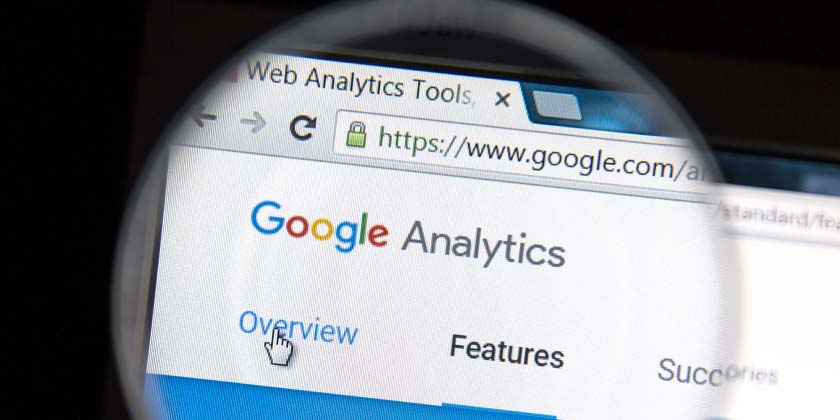 A browser with Google Analytics open