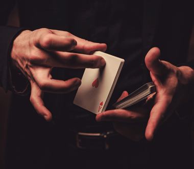 A man shuffling cards