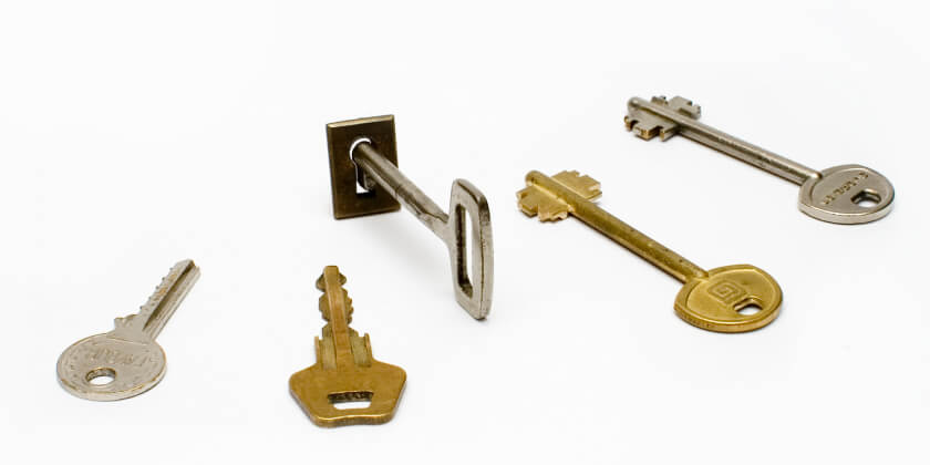 Various keys with one key in a lock